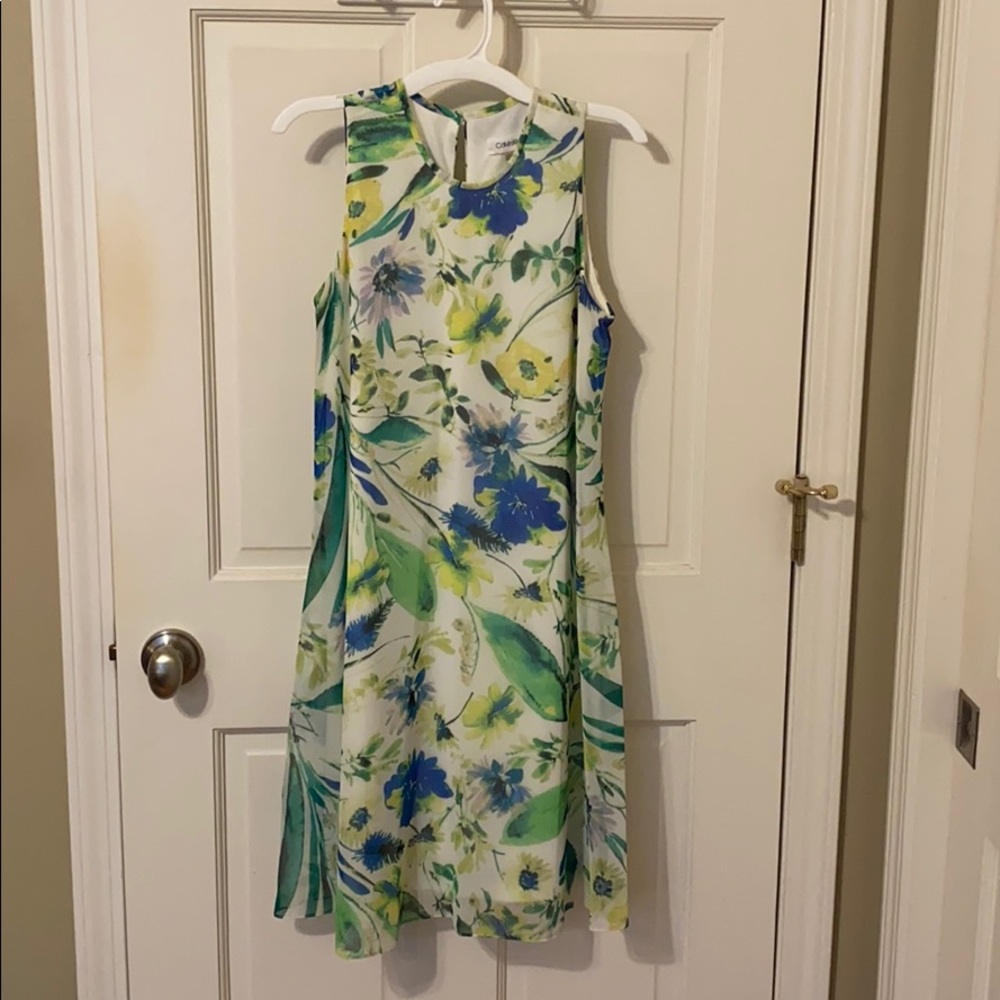 Calvin Klein floral print sleeveless dress